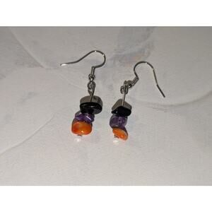 Cute & Colorful Vintage 1980s Silver-Tone Multi-Color Beaded Dangle Earrings